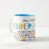 幼稚園パーソナライズされた先生クカラフルライアン ツートーンマグカップ (正面左)