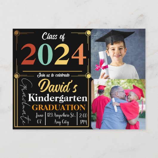 幼稚園パーソナライズされた卒業こんにちは 案内ポストカード (裏面)