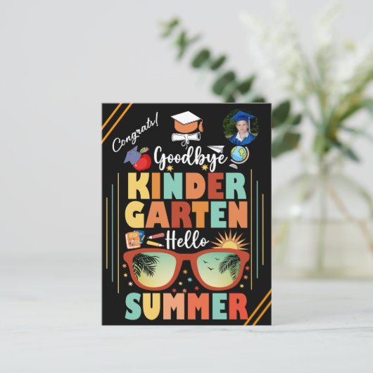 幼稚園パーソナライズされた卒業こんにちは 案内ポストカード (スタンド正面)