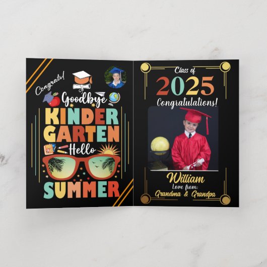 幼稚園パーソナライズされた卒業こんにちは 箔グリーティングカード (内側レイダウン)
