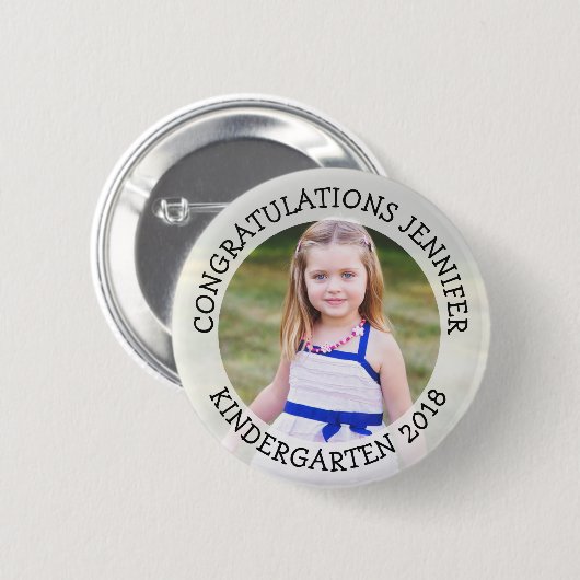 幼稚園パーソナライズされた大学院写真ボタン 缶バッジ (正面&裏面)