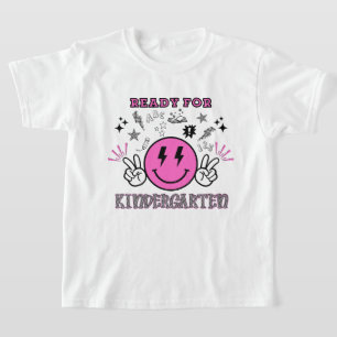 幼稚園ピンクレトロスマイリーフェイス Tシャツ