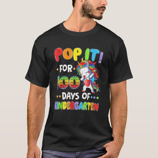 幼稚園ポップ・アートの一角獣キの100日目 Tシャツ (正面)