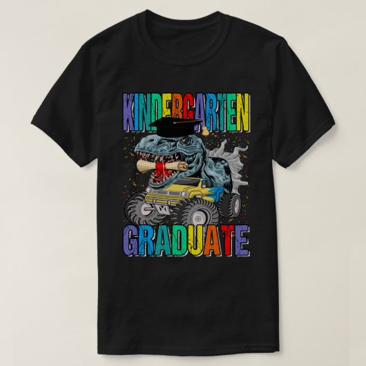 幼稚園モンスタートラック恐竜Tレックス Tシャツ (デザイン正面)
