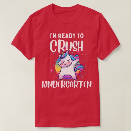 幼稚園ユニコーンをつぶす準備ができている子供たち Tシャツ (デザイン正面)