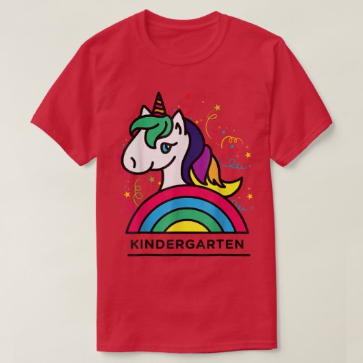 幼稚園ユニコーンアンドレインボー新学期 Tシャツ (デザイン正面)