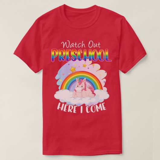 幼稚園ユニコーン新学期キッド茶 Tシャツ (デザイン正面)