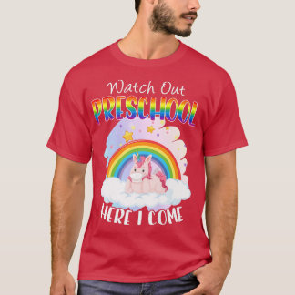 幼稚園ユニコーン新学期キッド茶 Tシャツ
