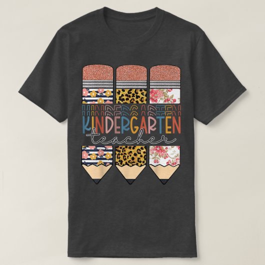 幼稚園先生おもしろいヒョウ鉛筆バックトゥ Tシャツ (デザイン正面)