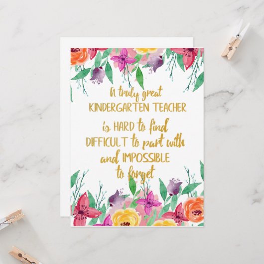 幼稚園先生ギフト小学校引用文 カード (正面/裏面インサイチュ)