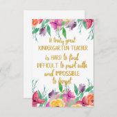 幼稚園先生ギフト小学校引用文 サンキューカード (正面/裏面)