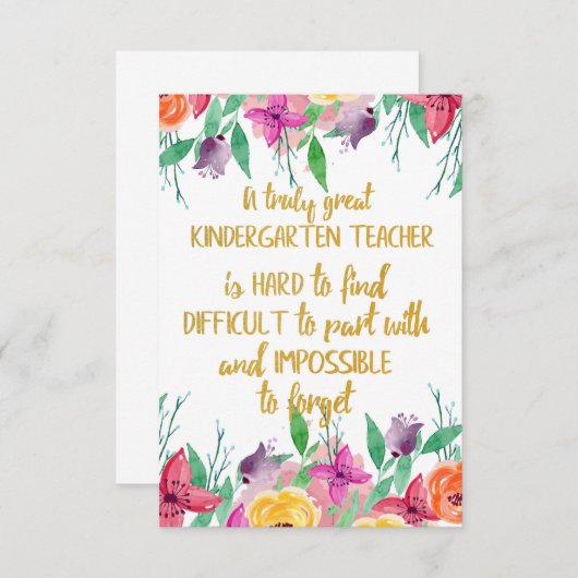 幼稚園先生ギフト小学校引用文 サンキューカード (正面/裏面)