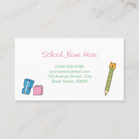 幼稚園先生クレヨン手描き子供 名刺 (裏面)