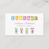 幼稚園先生クレヨン手描き子供 名刺 (正面)