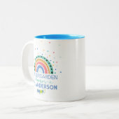 幼稚園先生パーソナライズされたカラフル ツートーンマグカップ (正面左)