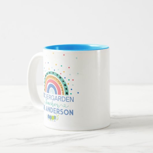 幼稚園先生パーソナライズされたカラフル ツートーンマグカップ (正面左)