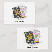 幼稚園先生ブラック名門私立校風のノートブックコーヒー ノートカード (正面/裏面)