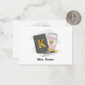 幼稚園先生ブラック名門私立校風のノートブックコーヒー ノートカード (正面/裏面インサイチュ)