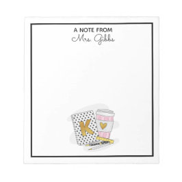 幼稚園先生感謝ホワイトカスタム ノートパッド