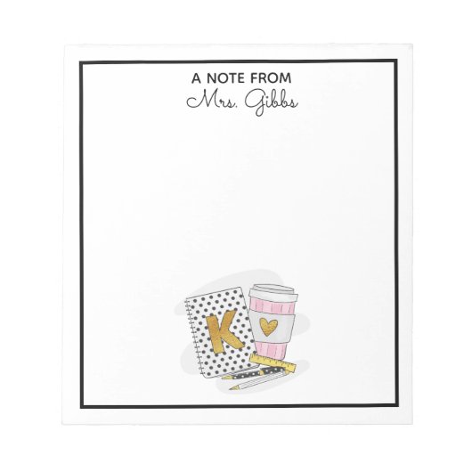 幼稚園先生感謝ホワイトカスタム ノートパッド (正面)