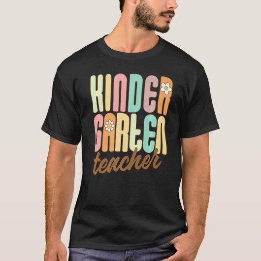 幼稚園先生新学期カラフル女性 Tシャツ (正面)