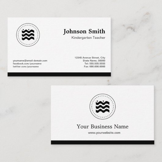 幼稚園先生白黒変更ロゴ 名刺 (正面/裏面)