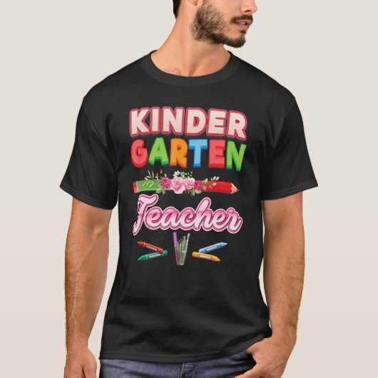 幼稚園先生鉛筆フローラの花に戻る Tシャツ (正面)