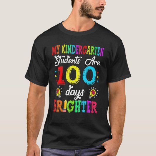 幼稚園先生100日明るい100日目 Tシャツ (正面)