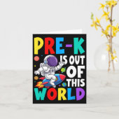 幼稚園児の宇宙飛行士がかわいいバックトゥスクール カード (黄色い花)