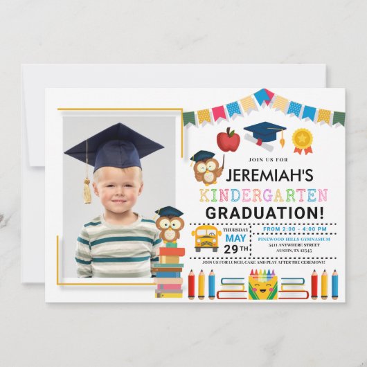 幼稚園写真卒業招待状 招待状 (正面)