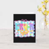 幼稚園初日の先生向けおしゃれでかわいいプレッピーデザイン カード (黄色い花)