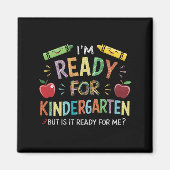 幼稚園初日の子供の楽しいバックトゥスクール マグネット (正面)