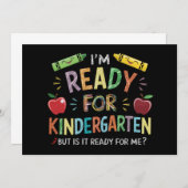 幼稚園初日の子供の楽しいバックトゥスクール 招待状 (正面/裏面)