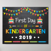 幼稚園初日の黒板サイン ポスター (正面)