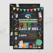 幼稚園前卒園式のチャックボード 招待状 (正面/裏面)