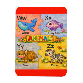 幼稚園動物アルファベット冷蔵庫マグネット W-Z マグネット
