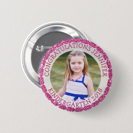 幼稚園卒パーソナライズされた業写真ボタン 缶バッジ (正面&裏面)