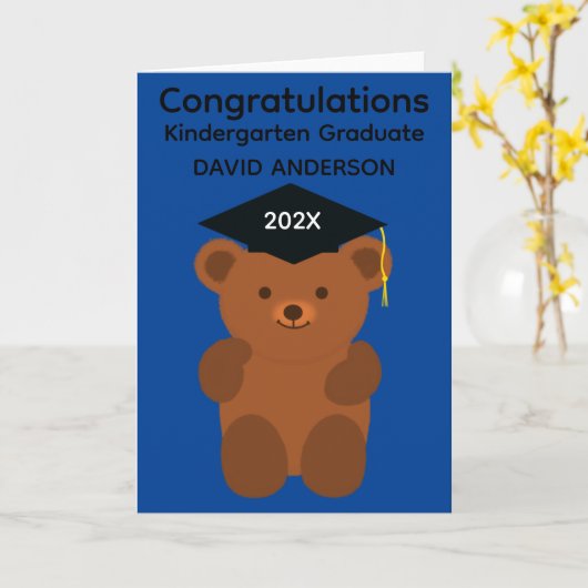 幼稚園卒園クマ#1カード カード (黄色い花)
