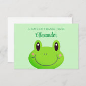 幼稚園卒園グリーンカエル サンキューカード (正面/裏面)