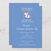 幼稚園卒園パーティー 青いユニコーン 招待状 (正面/裏面)