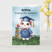 幼稚園卒園女猫おめでとう カード (黄色い花)