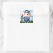 幼稚園卒園女猫おめでとう スクエアシール (バッグ)