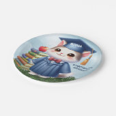 幼稚園卒園女猫おめでとう ペーパープレート (アングル)