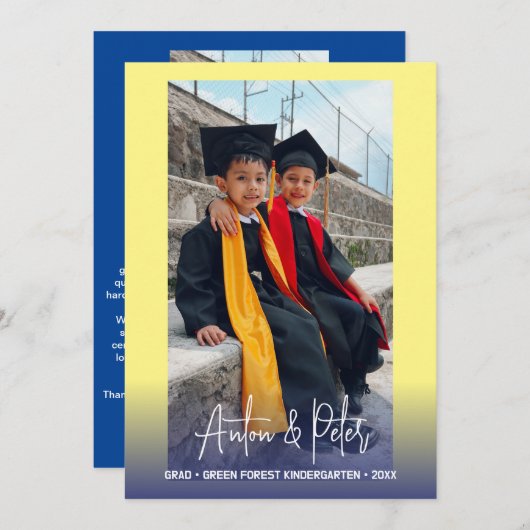 幼稚園卒園式お知らせ写真カード 招待状 (正面/裏面)