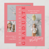 幼稚園卒園式の招待状カード 5枚の写真付き 招待状 (正面/裏面)