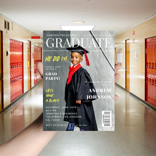幼稚園卒園式の雑誌風招待状カバー 招待状