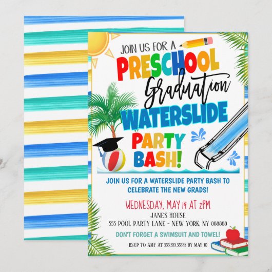 幼稚園卒園式招待状 招待状 (正面/裏面)