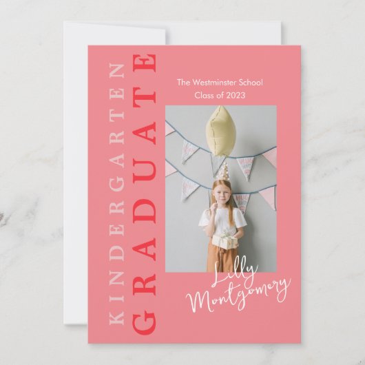 幼稚園卒園記念カード 5枚の写真 招待状 (正面)