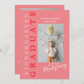 幼稚園卒園記念カード 5枚の写真 招待状 (正面/裏面)