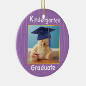 幼稚園卒業テディベアが紫 セラミックオーナメント (右)